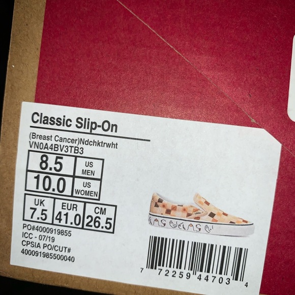 SOLD!!! Breast Cancer Slip On Vans Women’s US 10 - Picture 6 of 7
